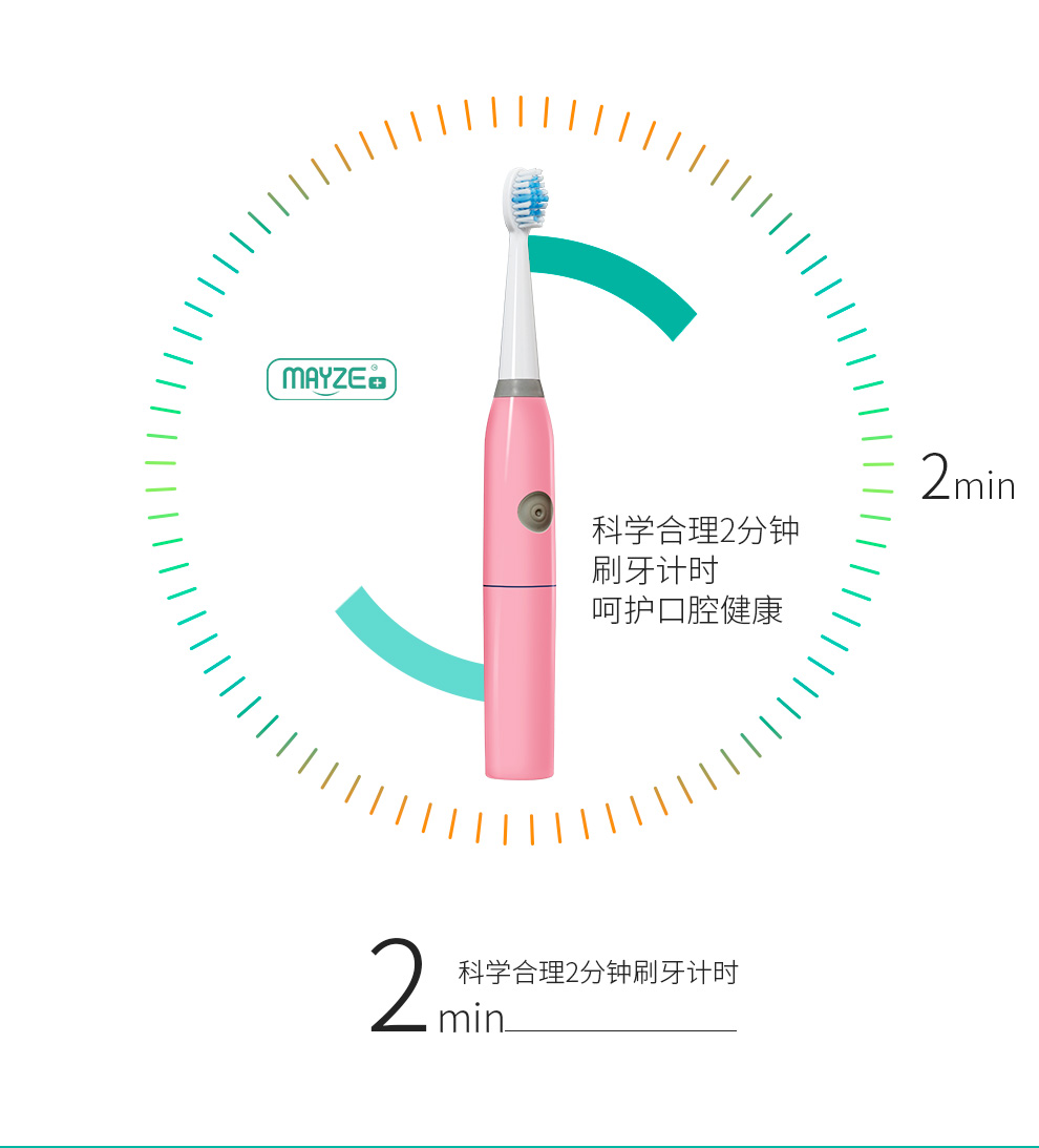 麦喆MAYZE EB003电动牙刷5号干电池成人款防水软毛(图7)